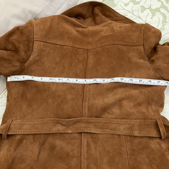 COPY - Genuine Leather Long Brown Suede Trench Style Coat. - Picture 13 of 16